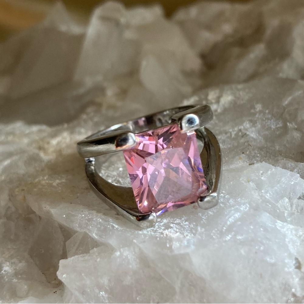 Silver with Pink Diamond Fashion Ring